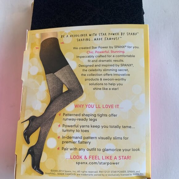 Spax Star Power By Spanx Center-Stage Sz C Patterned Shaping Tights Blk # SP11 - Picture 4 of 5